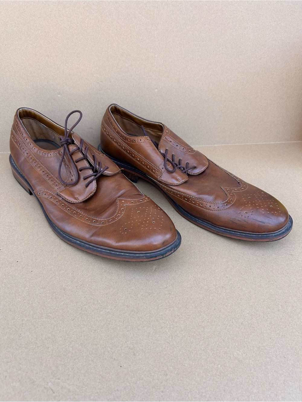 Goodfellow Oxford Dress Shoes Faux Leather Men's Sz 13 Brown Business Lace up